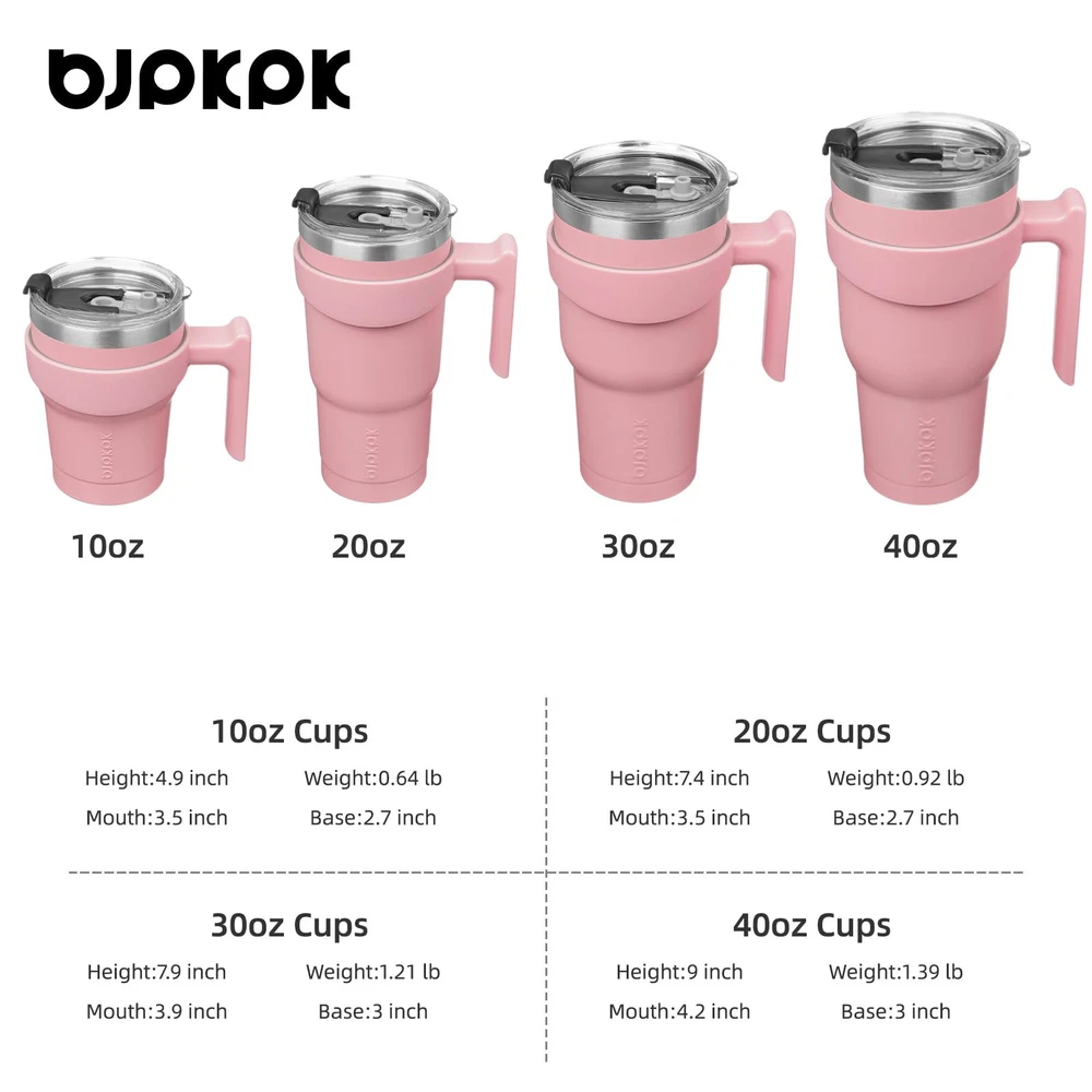 Tumbler With Handle 20 oz Stainless Steel Double Wall Insulated Tumbler Cups ...