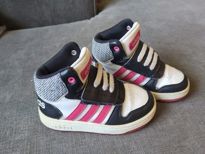 Adidas Hoops 2.0 Mid J 'White Real Pink' Basketball Shoes Youth Toddler Size 8K