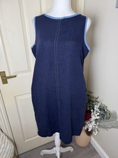 Next Navy Blue Linen Blend Shift Dress - Size 14 Great Condition