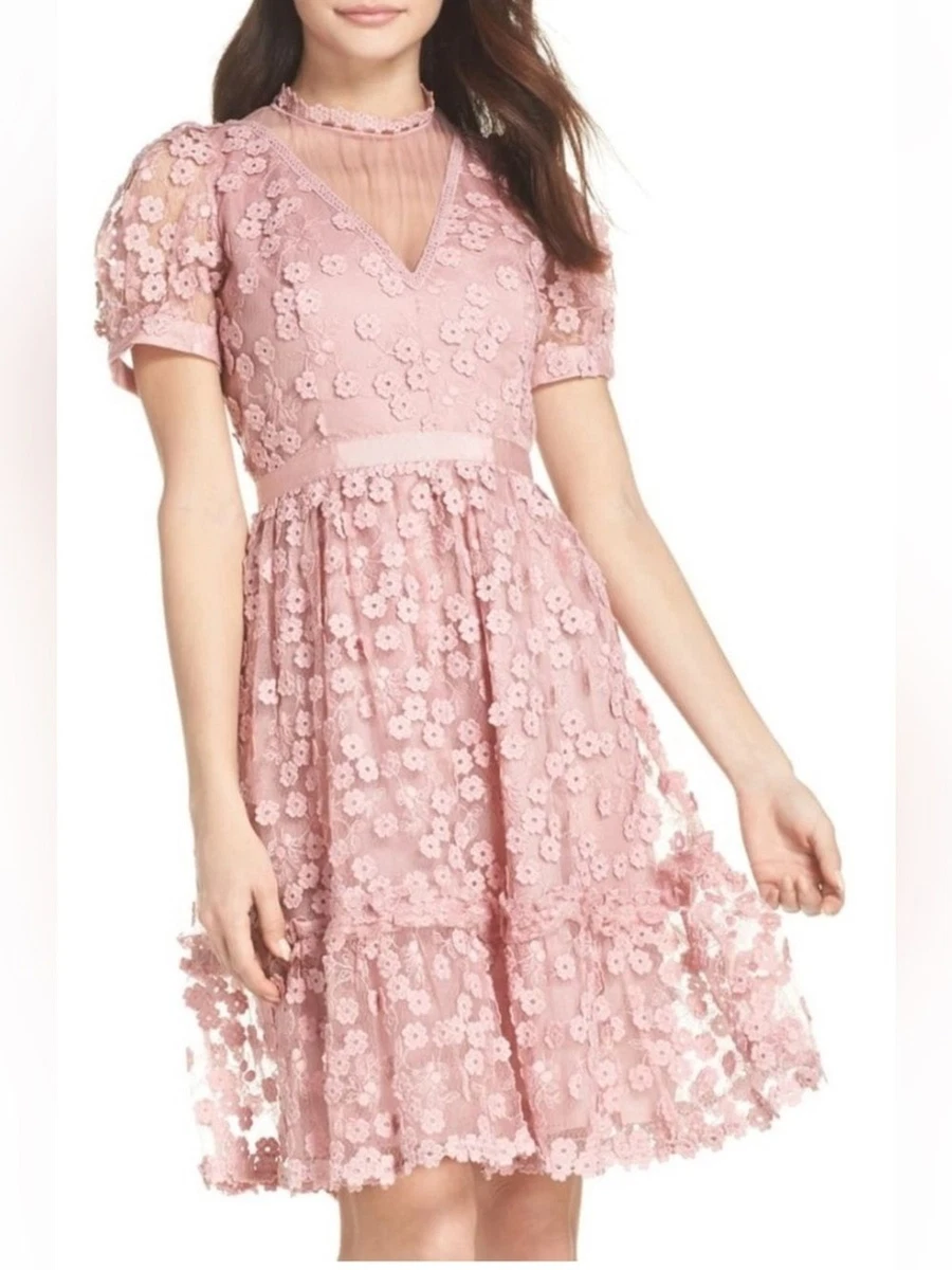 french connection lace dress pink French Connection Floral eyelet Lace Overlay mini Dress Pink Size 6 off  shoulder
