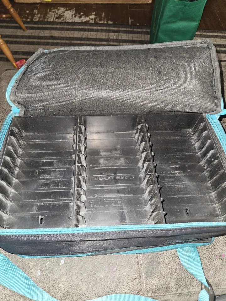 Case Logic 60 Cassette Tape Case Double Sided Black W/ Teal Strap - Image 4 of 4