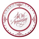 40th Ruby Wedding Anniversary Party Plates - Banquet/Dinner Size 26cm 18pk