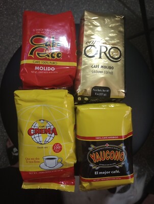Puerto Rican Coffee Sampler (Cafe Rico, Cafe Crema, Oro, & Yaucono) 8 Oz. Each