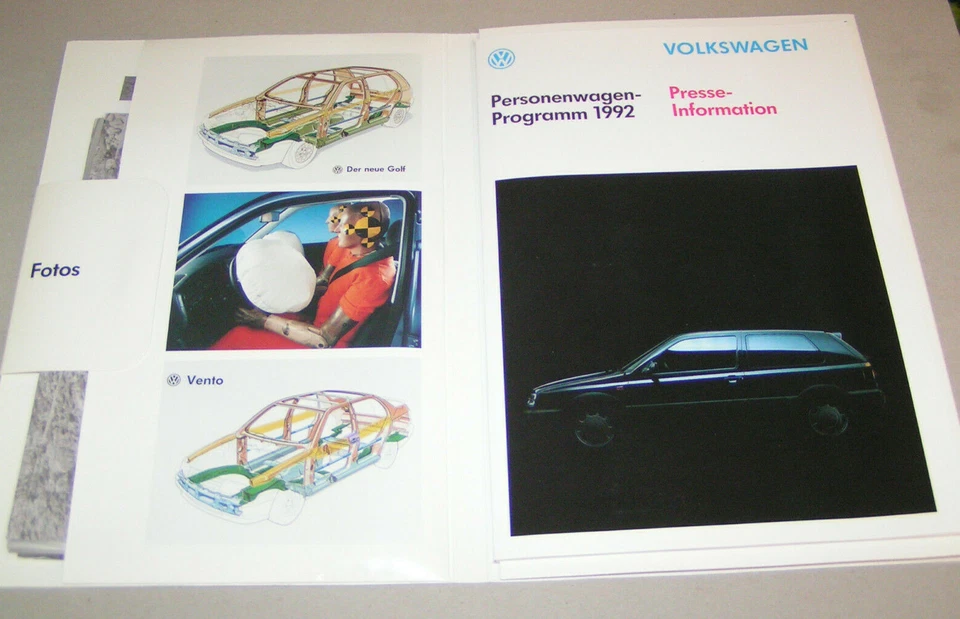 Pressemappe VW PKW Programm 1992 - Golf I Cabrio, Polo 86 C, Golf III, Passat - Bild 2 von 4