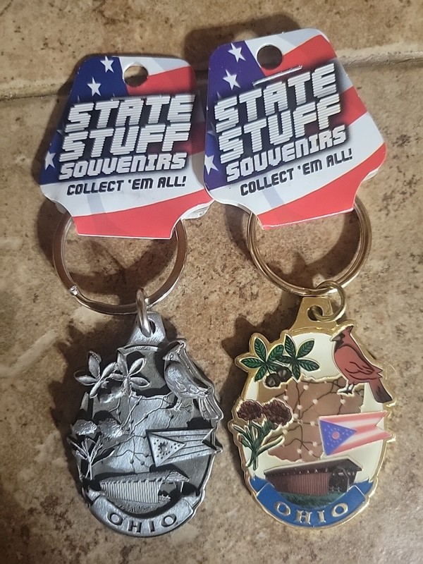  Lot Of 2 Metal Ohio  Keychains New Old Stock