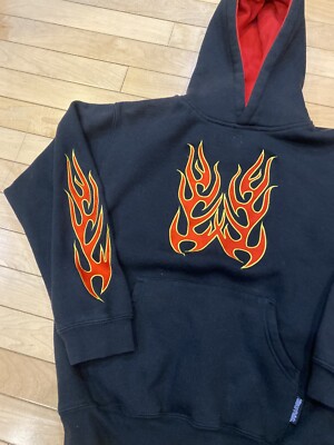 Vintage 2000s Y2K Silver Point Flames Hoodie Size XS | eBay