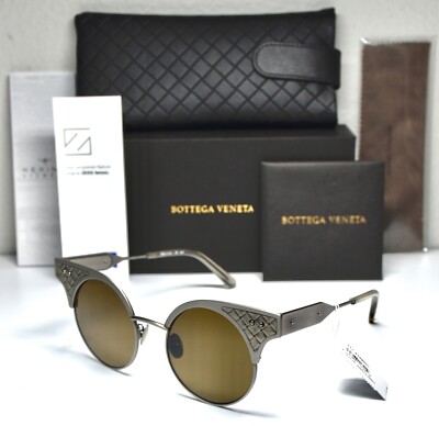Bottega Veneta BV0113S sunglasses BOTTEGA VENETA BV0113S 002 SILVER METAL BROWN ROUNDED CAT  main image 3