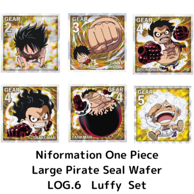 One Piece Great Pirate Seal Wafer LOG.6 Luffy Gear 2-5 Sticker Set