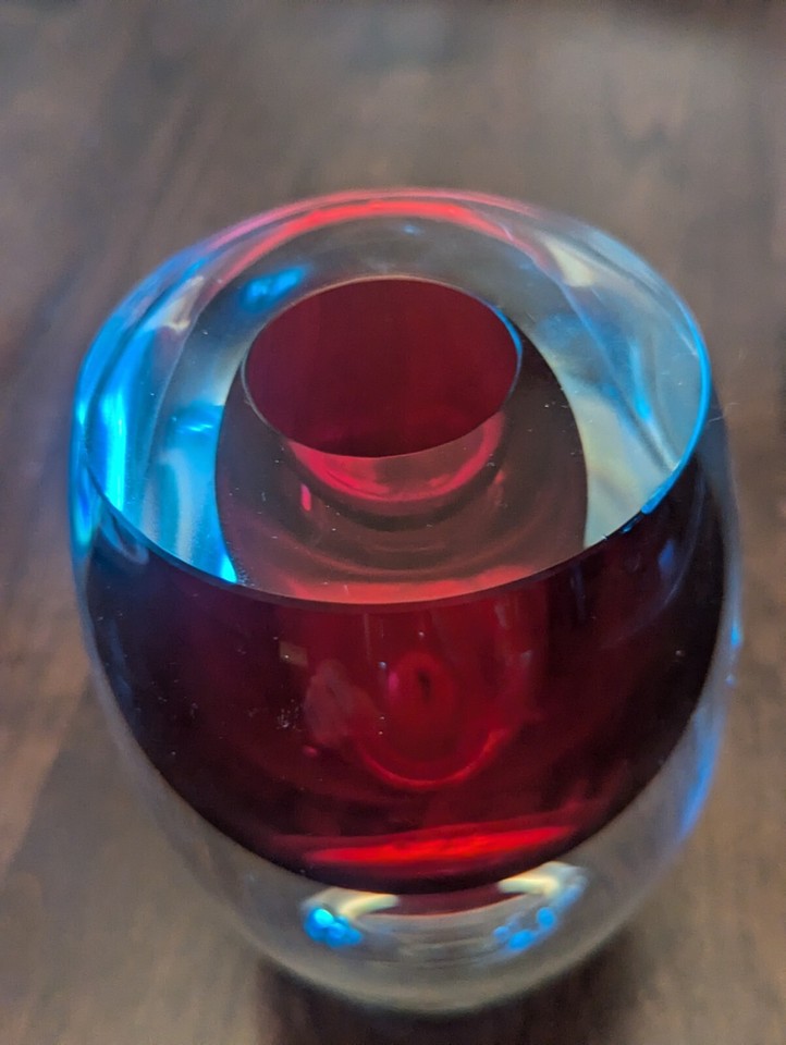 Red And Clear Barenek Studio Czech Art Glass SignedJeronim Tisljer 6 Inch Vase eBay