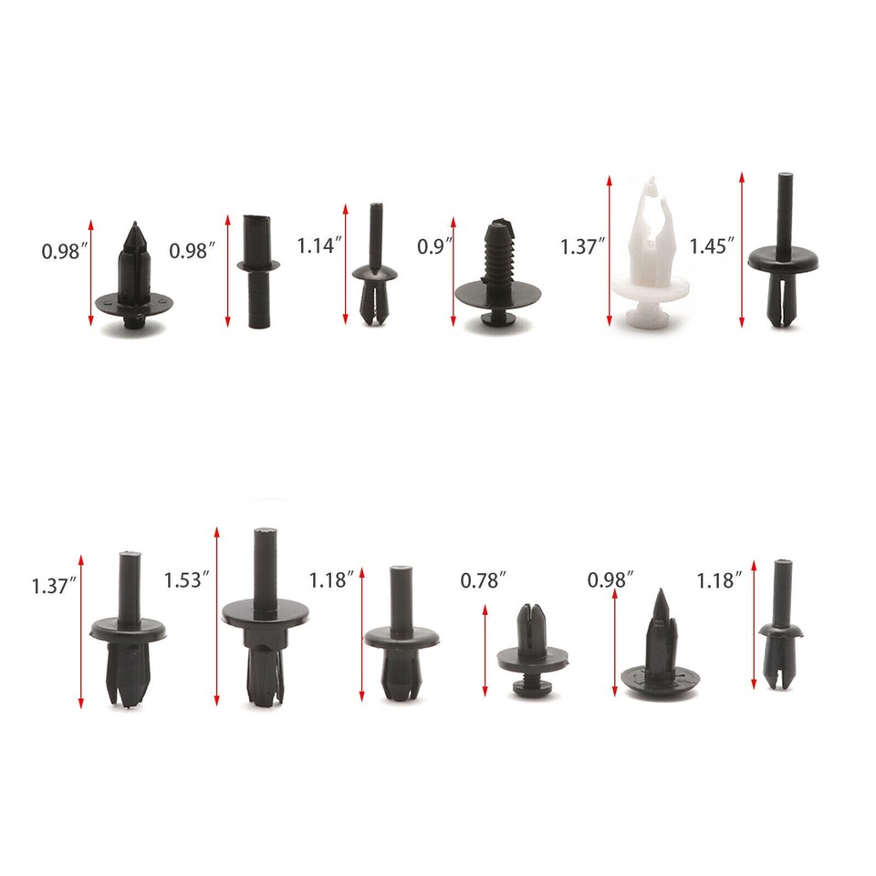 350-Piece Push Pin Rivet Fastener Set – Plastic Trim Clips For Car Body, Fender, Bumper, Door – 12 Sizes, Black/White