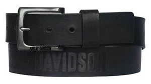 Harley-Davidson Ceinture en cuir véritable noir - Nickel antique pour homme