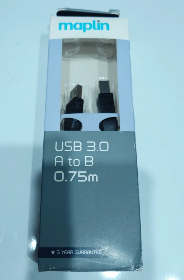 Maplin USB 3.0 Type A to B Printer Cable BLACK 75cm 0.75m Brand New Job lot x90 - Image 3 of 4