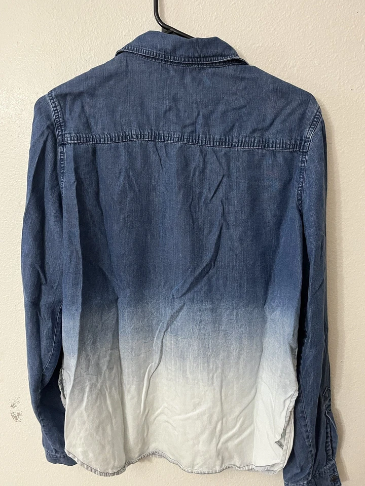 Camisa Western Ninety One 91 Mujer Abotonada Azul Blanco Ombré Talla: M Foto 2 de 4