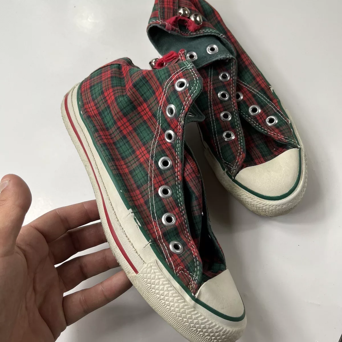 Converse Shoes 6 Chuck Taylor All Star Hi Top Christmas Plaid Made