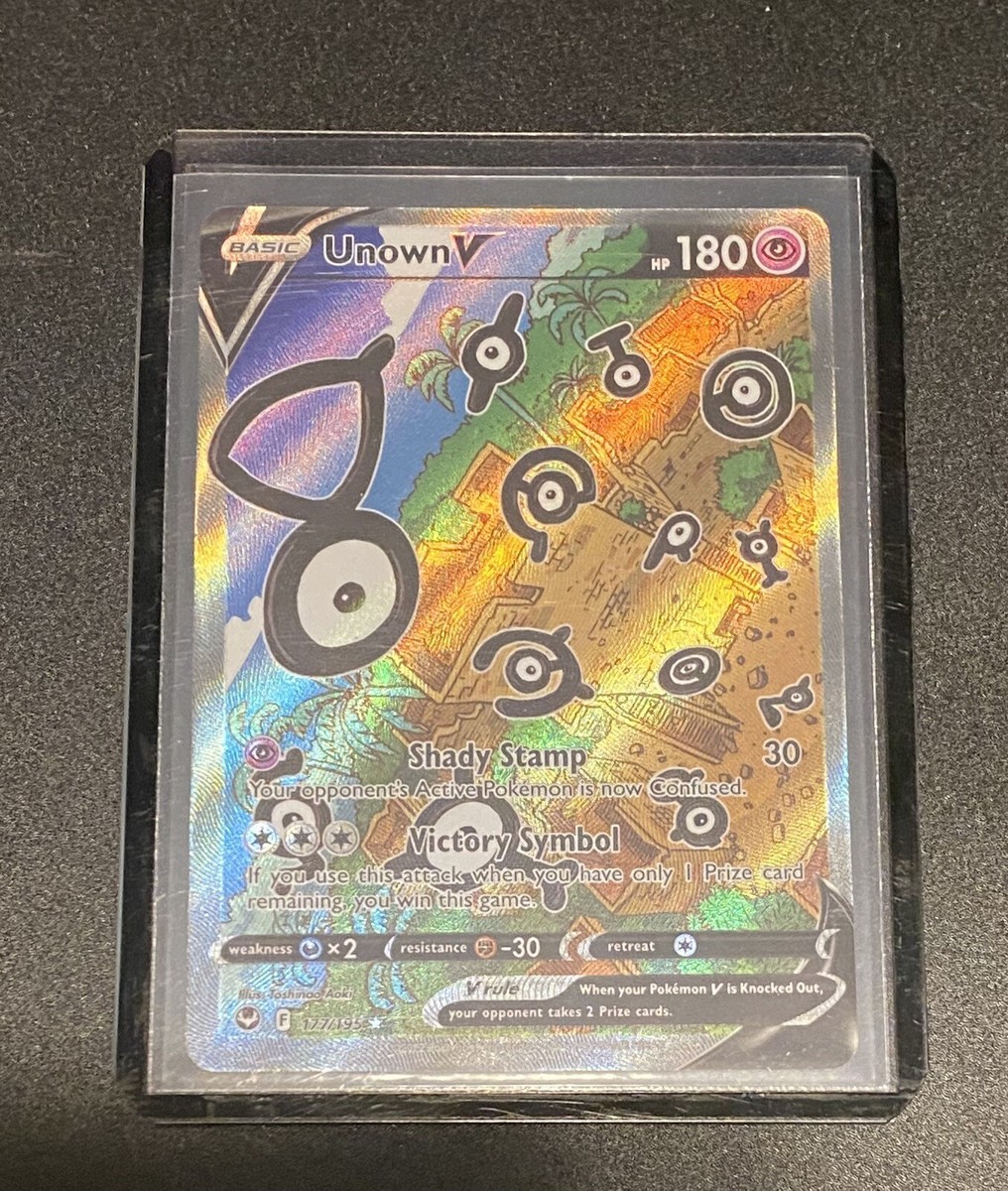 unown v pokemon card price Amazon.com: Unown V & Vstar 065/195- Silver Tempest - Pokemon Ultra Rare  Card Lot main image 0