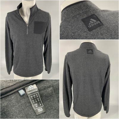 Adidas PrimeGreen 1/4 Zip Pullover Men s S Gray Poly Viscose Lycra YGI A3-143
