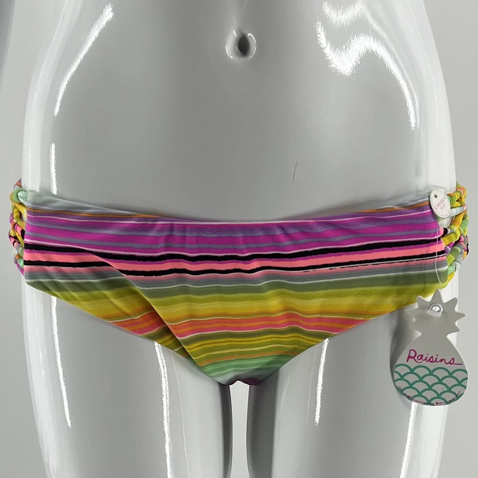 Traje de baño de dos piezas Raisins talla grande fuera del hombro negro amarillo a rayas pantalones NUEVO Foto 4 de 4