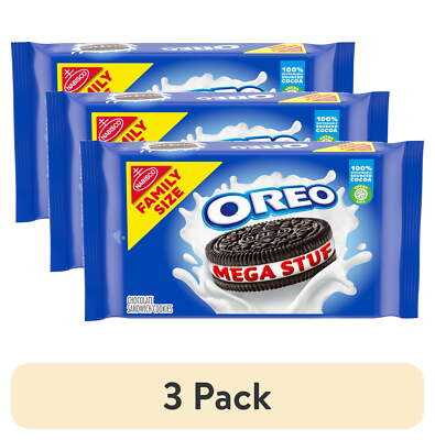 (3 pack) OREO Mega Stuf Chocolate Sandwich Cookies, Family Size, 17.6 oz