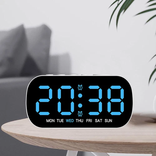 Digital LED Desk Alarm Clock LED Large Display Time Temperature Battery Snooze - Picture 9 of 12