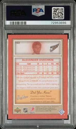 Alexander Alex Ovechkin 2005 Upper Deck UD Bee Hive Red Rookie Card RC PSA 9 102 - Picture 2 of 2