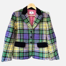 Vintage Oliver Blazer Size 44 (us 10) Plaid Academia 90's Italy 100% Wool Preppy