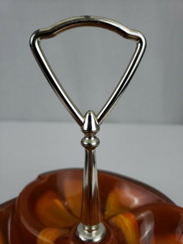 Mid Century Modern Trinket Tidbit Dish Handle Orange USA Pottery 618 VTG - Picture 8 of 10