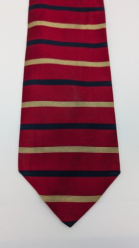 Brooks Brothers Makers 100% Silk Red Blue Yellow Striped Neck Tie NEW - Picture 4 of 9