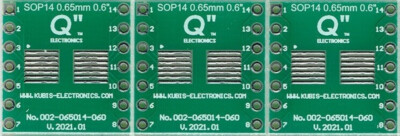 SSOP14, TSSOP14, LSSOP14 0.65mm(0.026'') to DIP 0.6'' - 3 PCS. [US]