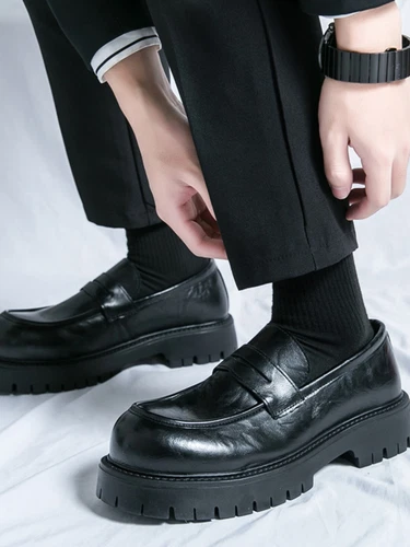 Herren Punk Rund Zehe Plateau Absätze Creepers Halbschuhe Freizeit Business Gothic Schuhe - Bild 6 von 15