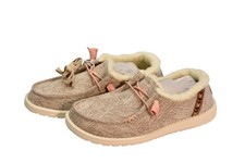 Hey Dude Wendy Tribe Shoes Womens Size 7 Beige Faux Fur Lined Slip On Comfort