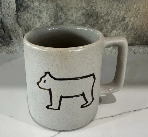 Vintage Pigeon Forge Pottery Etched Bear Coffee Mug Art 3.75”