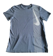 Nike Dri-Fit Short Sleeve Atheltic T-Shirt Large Swoosh Black M 