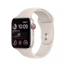 Apple Watch SE 2nd Gen GPS LTE 44mm Aluminum Case Starlight Sport Band - M/L