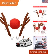 Weather-Resistant Christmas Reindeer Car Antlers  Nose - Perfect for Every Car