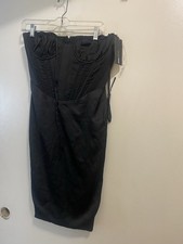 Fashion Nova Juniors L Womens S 32” Black Satin Strapless Corset Mini Dress NWT