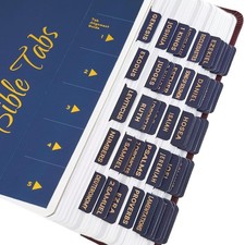 Midnight Blue Bible Tabs with Gold Foil Lettering, 66 Bible Index Tabs for Me...