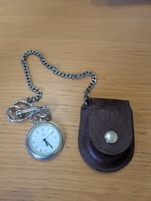 Yess Silver Pocket Watch with Case and Chain Good Condition