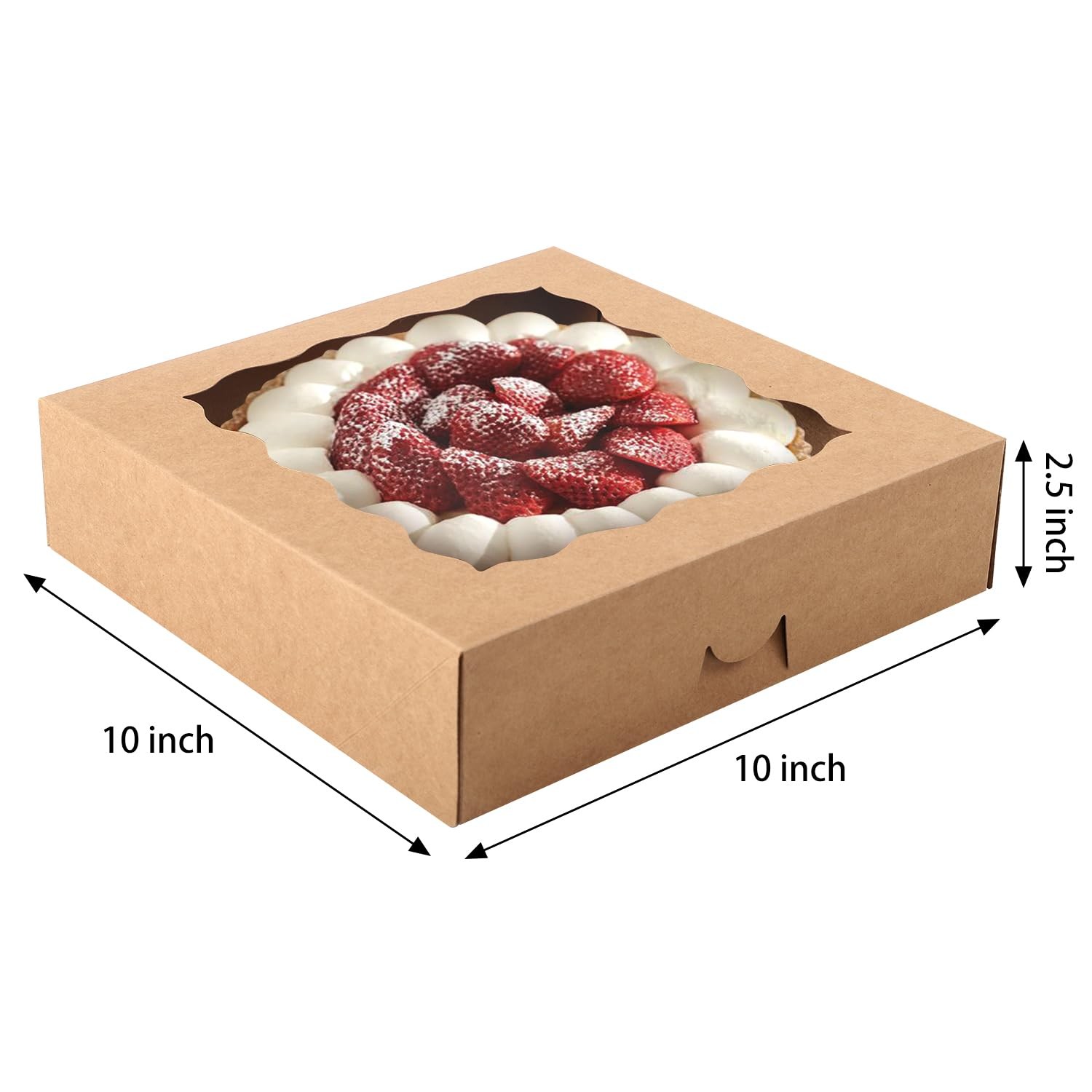 38Pcs Pie Boxes, 10X10X2.5 Inches Auto-Popup Bakery Boxes with Window for Cookie