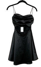 Windsor NWT Size XS Black Satin Cut Out Waist Mini Dress HOCO/Wedding/Party