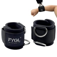 Adjustable Wrist Cuffs for Cable Machines - 7mm Neoprene Padded Straps with D...