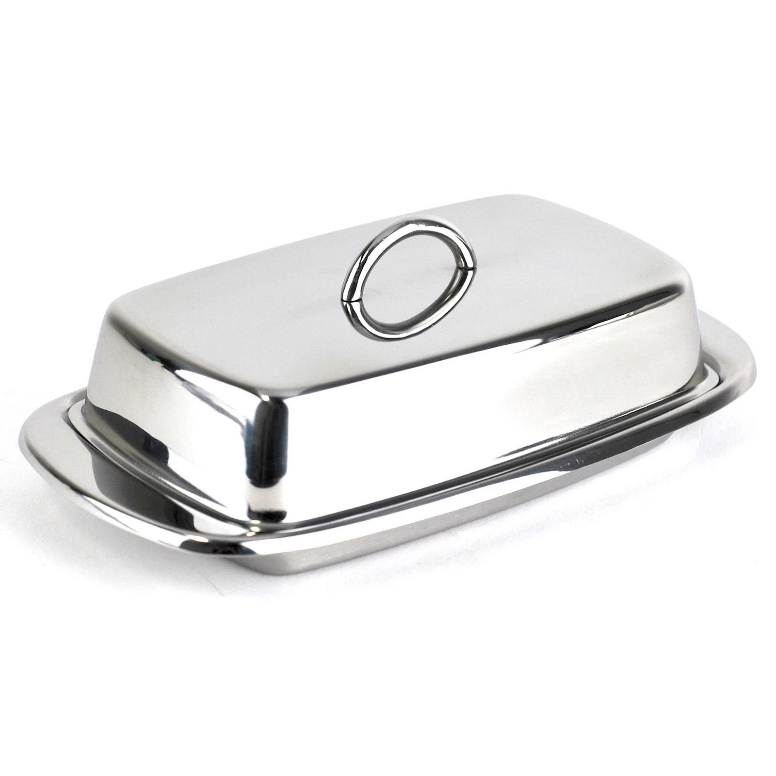 Stainless Steel Butter Dish with Lid, 4" x 7.5"