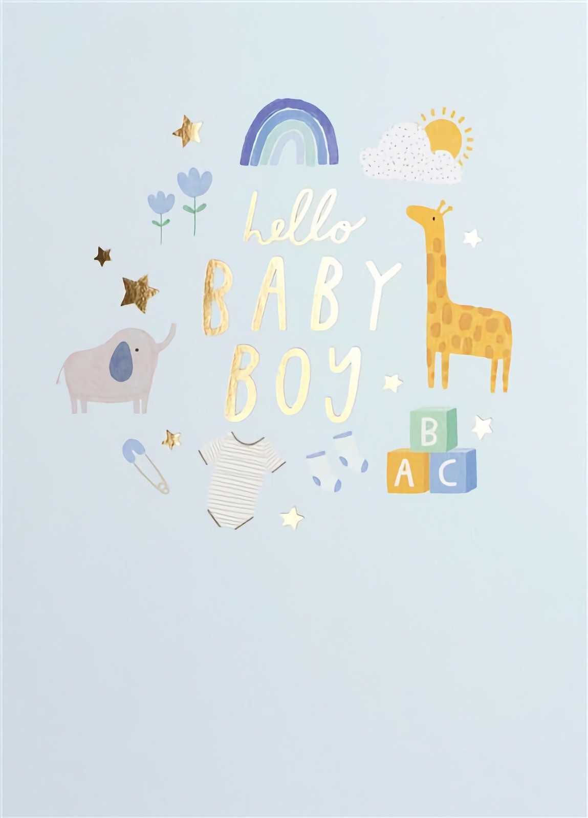 Hello Baby Boy Premium Greeting Card Cute New Born Child Grandson Brother Nephew