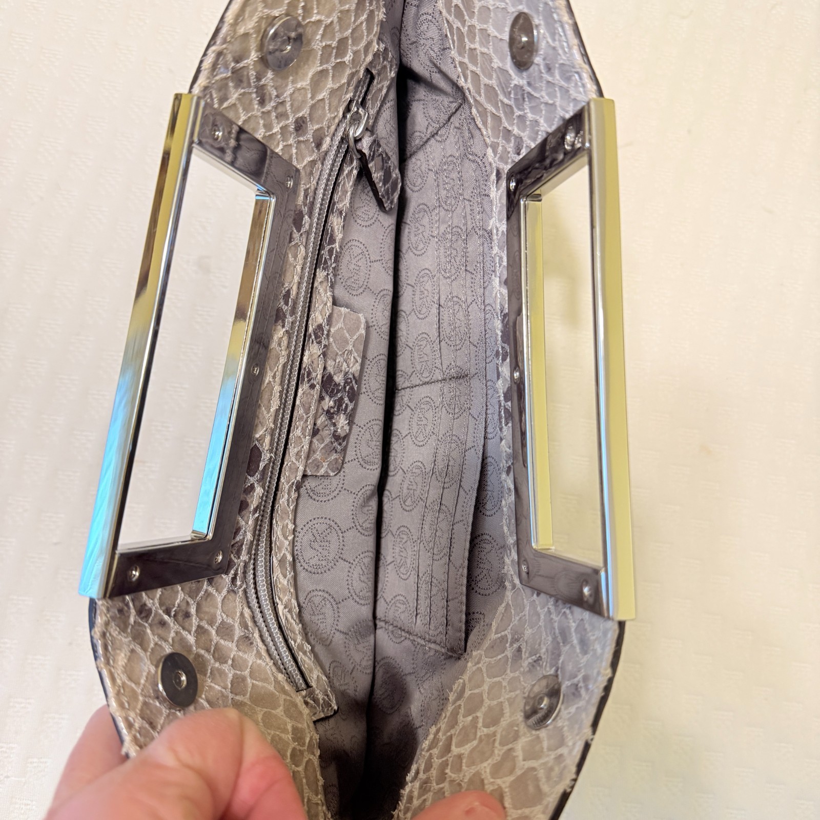 MICHAEL KORS Leather Python-Embossed Shoulder/Clu… - image 6