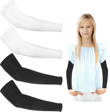 2 Pairs Kids Arm Sleeves Compression Sports UV Protection for Boys & Girls
