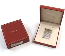 S.T. Dupont Gatsby Silver Gas Lighter Block Check with Box Ignition confirmed