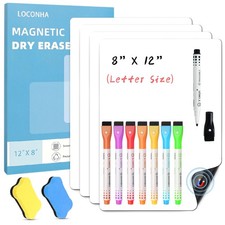 4-Pack Magnetic Dry Erase Board Sheets with Erasers and Markers for Kitchen