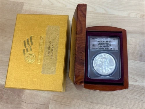 1989 $1 AMERICAN SILVER EAGLE ANACS MS70 FIRST RELEASE MIDWEST HOARD PEDIGREE