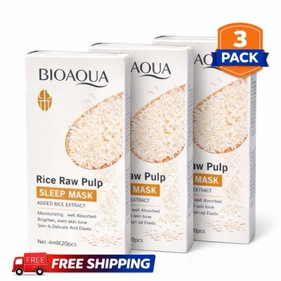 BIOAQUA Rice Raw Pulp Face Sleep Mask ~ 4ml x20 pcs  Lot Of 3 Exp 06/2026
