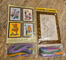 New! Lot of 2 Wonderart Stitchery Crewel Needlepoint Violet Butteerfly 5010 5011
