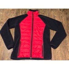 Ralph Lauren LRL Lauren Active Jacket Womens Large Red Black Quilted Fleece